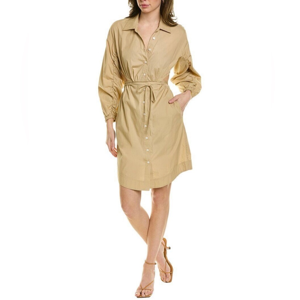 NEW Derek Lam 10 Crosby Tan Jayce Cutout Shirtdress Size 10 - Picture 1 of 6